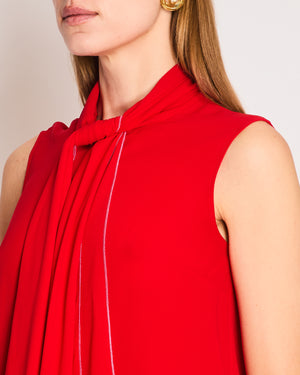 Alexander McQueen Red Sleeveless Blouse with Neck Tie Size IT 38 (UK 6)