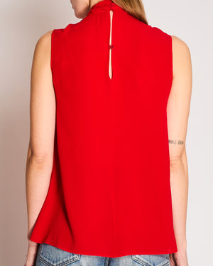 Alexander McQueen Red Sleeveless Blouse with Neck Tie Size IT 38 (UK 6)