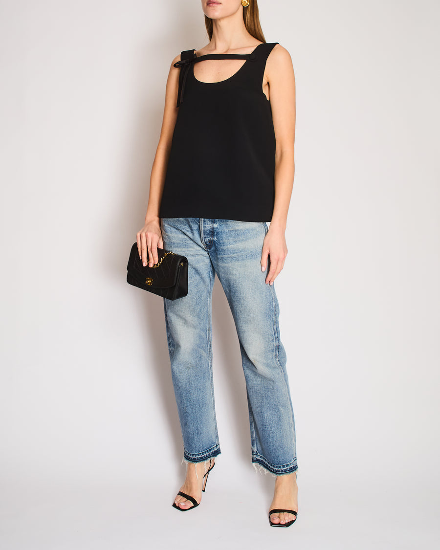 Prada Black Sleeveless A-Line Top with Bow Details Size IT 42 (UK 10)