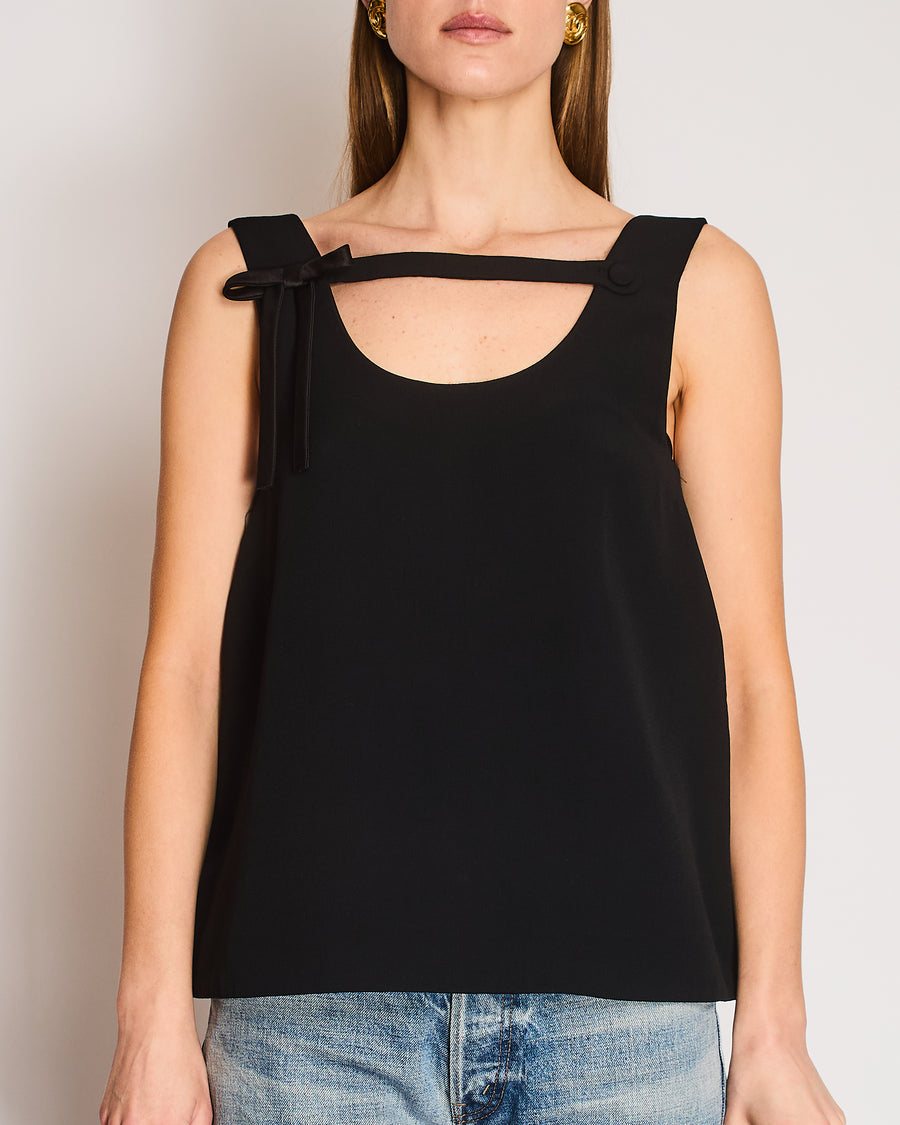 Prada Black Sleeveless A-Line Top with Bow Details Size IT 42 (UK 10)