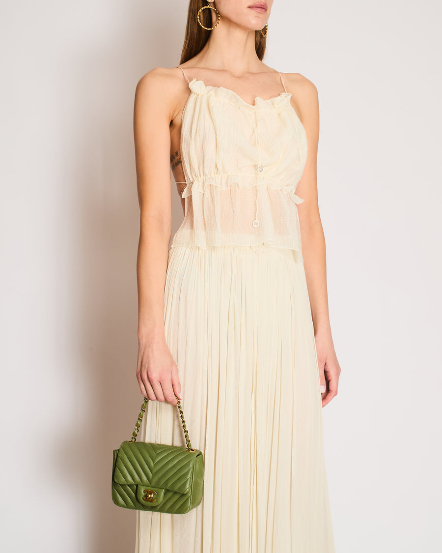 Hanne Bloch Beige Textured Backless Top and Pleated Maxi Skirt Set Size OS