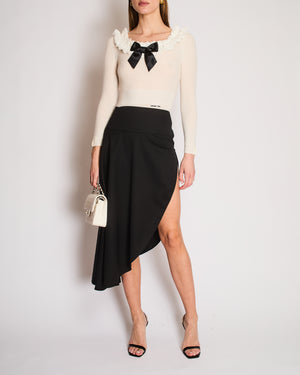 Alaïa Black Asymmetric Wool Midi Skirt Size FR 34 (UK 6)