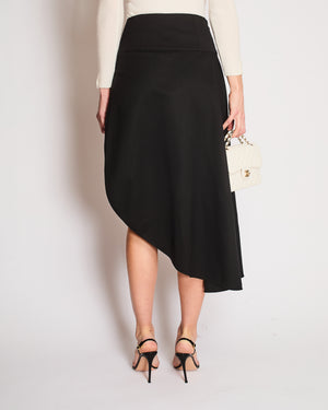 Alaïa Black Asymmetric Wool Midi Skirt Size FR 34 (UK 6)