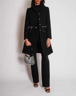 Chloe Black Long Sleeve Coat with Zip Detail Size FR 34 (UK 6)