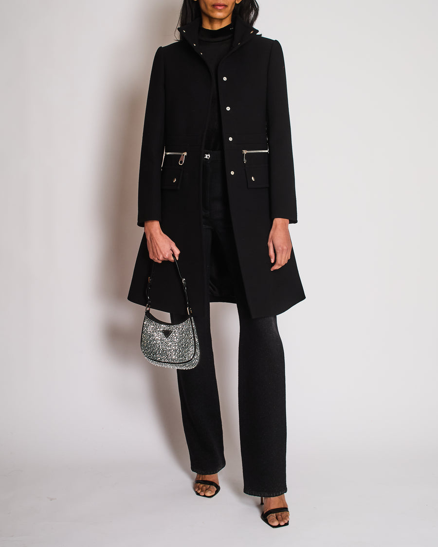 Chloe Black Long Sleeve Coat with Zip Detail Size FR 34 (UK 6)