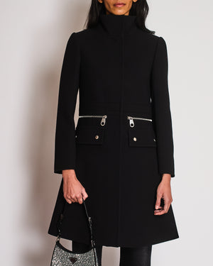 Chloe Black Long Sleeve Coat with Zip Detail Size FR 34 (UK 6)