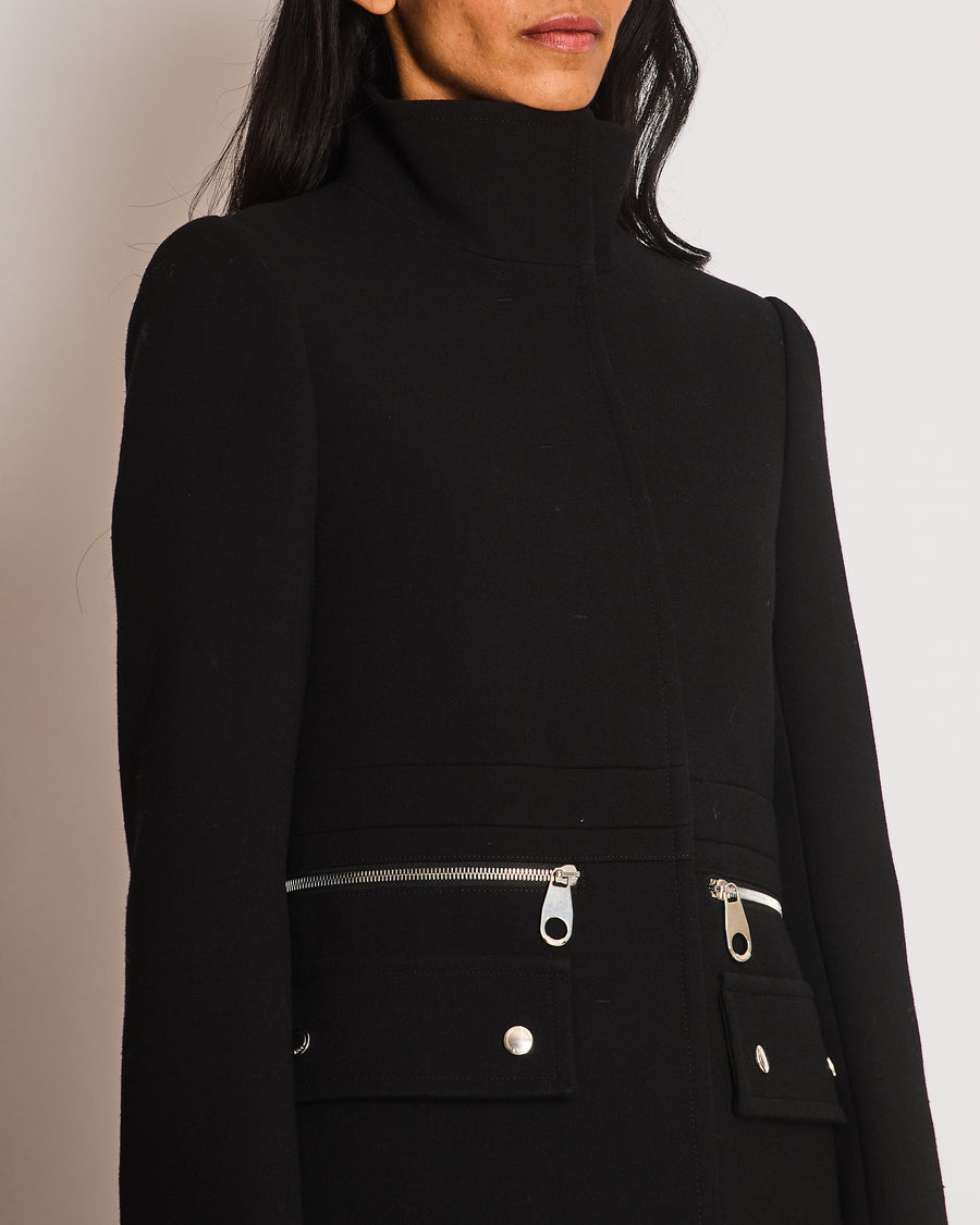 Chloe Black Long Sleeve Coat with Zip Detail Size FR 34 (UK 6)