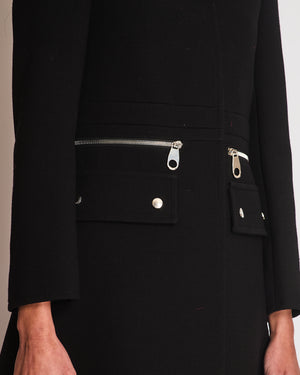 Chloe Black Long Sleeve Coat with Zip Detail Size FR 34 (UK 6)