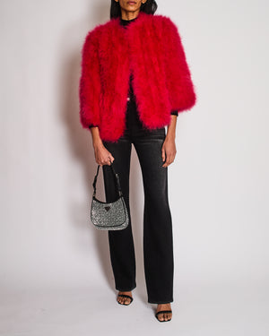 Yves Salomon Red Feather Jacket Size FR 42 (UK 14)
