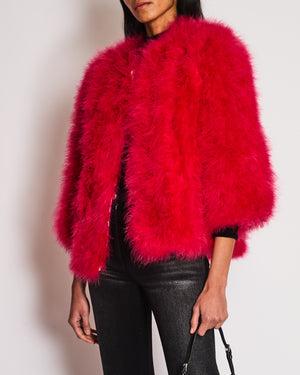 Yves Salomon Red Feather Jacket Size FR 42 (UK 14)