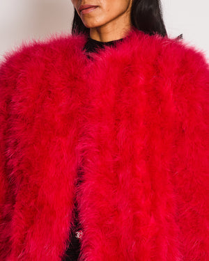 Yves Salomon Red Feather Jacket Size FR 42 (UK 14)