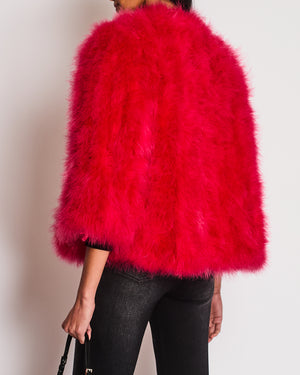 Yves Salomon Red Feather Jacket Size FR 42 (UK 14)