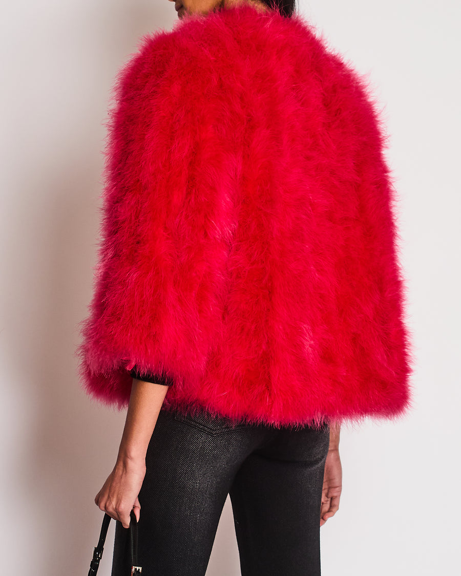 Yves Salomon Red Feather Jacket Size FR 42 (UK 14)