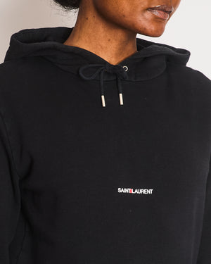 Saint Laurent Logo Cotton Black Hoodie Size XS (UK 6)