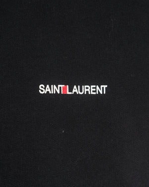 Saint Laurent Logo Cotton Black Hoodie Size XS (UK 6)