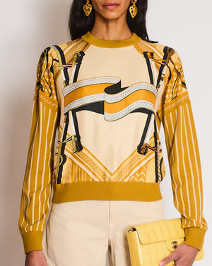 Hermès Ochre Poste Aux Lettres Silk Panelled Jumper Size FR 34 (UK 6)