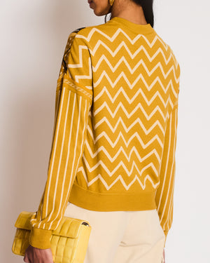 Hermès Ochre Poste Aux Lettres Silk Panelled Jumper Size FR 34 (UK 6)