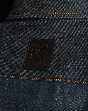 Loewe Dark Blue Raw Denim Shirt Dress with Chain and Anagram Logo Detail Size FR38 (UK 10)