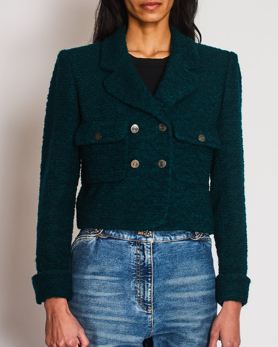 Chanel 97/A Teal Double Breasted Wool Jacket Size FR 36 (UK 8)