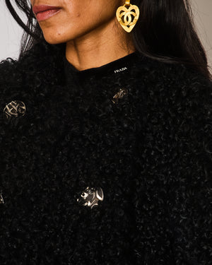 Chanel 09/A Black Lambswool Double Breasted Coat Size FR 44 (UK 16)