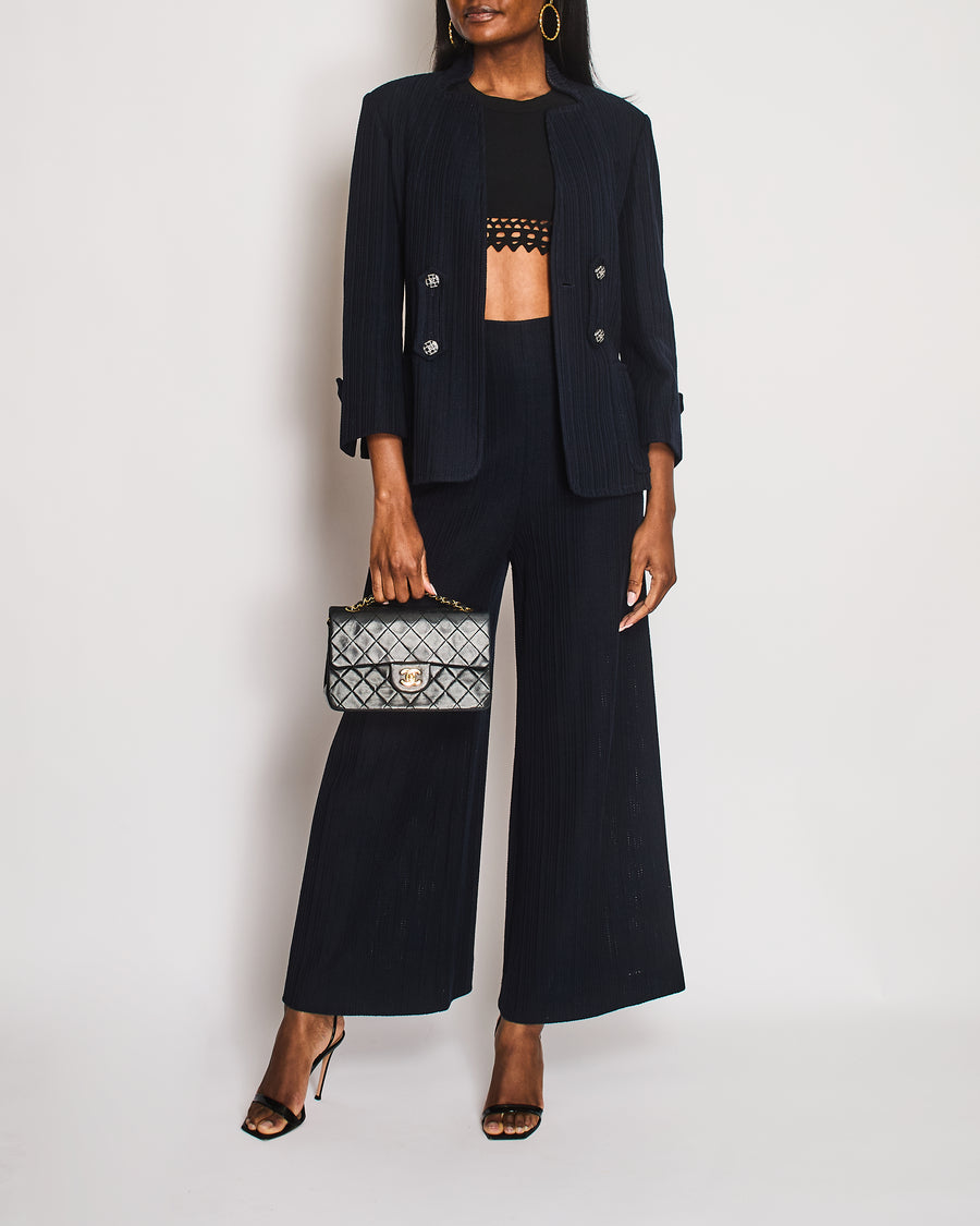 Chanel Navy Single Breasted Two-Piece Jacket and Trouser Set Size FR 42 (UK 14)