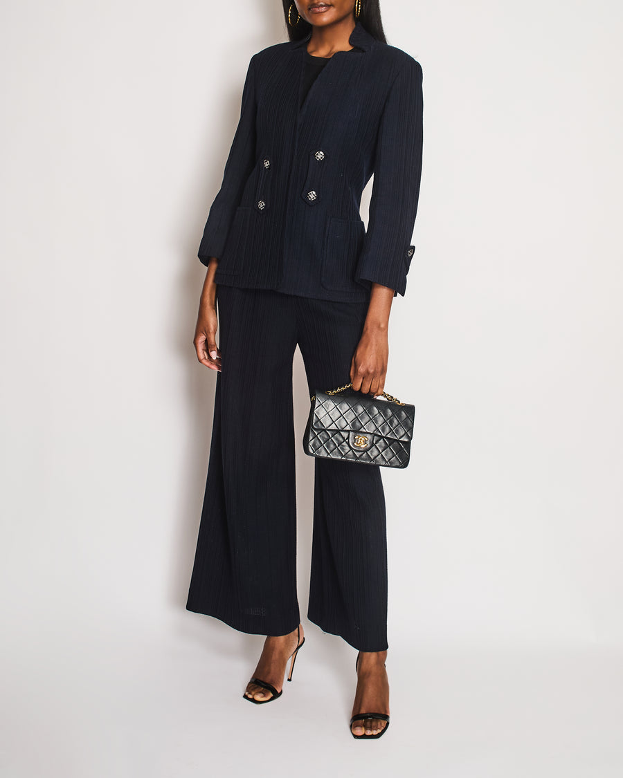 Chanel Navy Single Breasted Two-Piece Jacket and Trouser Set Size FR 42 (UK 14)