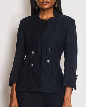 Chanel Navy Single Breasted Two-Piece Jacket and Trouser Set Size FR 42 (UK 14)