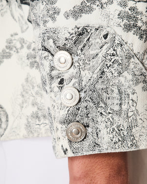 Christian Dior White Toile De Jouy Button Down Shirt Jacket Size FR 34 (UK 6)