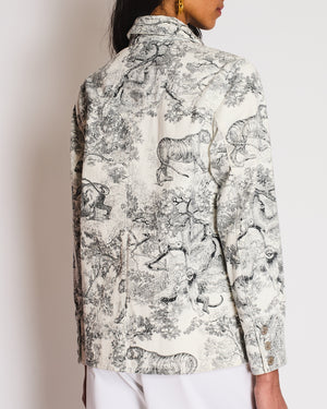 Christian Dior White Toile De Jouy Button Down Shirt Jacket Size FR 34 (UK 6)