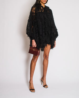 Christian Dior Fall/Winter 25 Black Lace Long Sleeve Dress with Collar Detail Size FR 34 (UK 6)