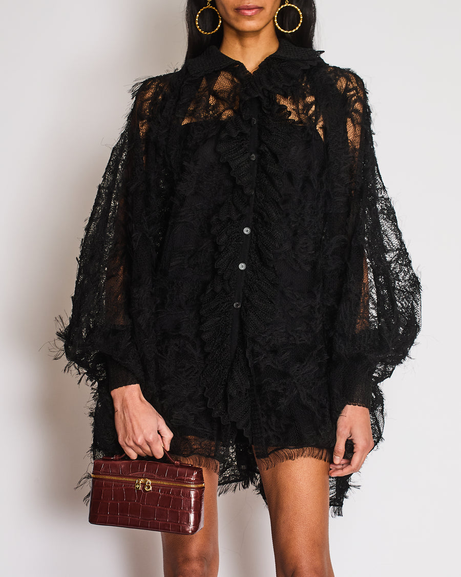 Christian Dior Fall/Winter 25 Black Lace Long Sleeve Dress with Collar –  Sellier
