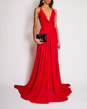 Alaïa Red Halterneck Backless Maxi Dress Size FR 44 (UK 16)