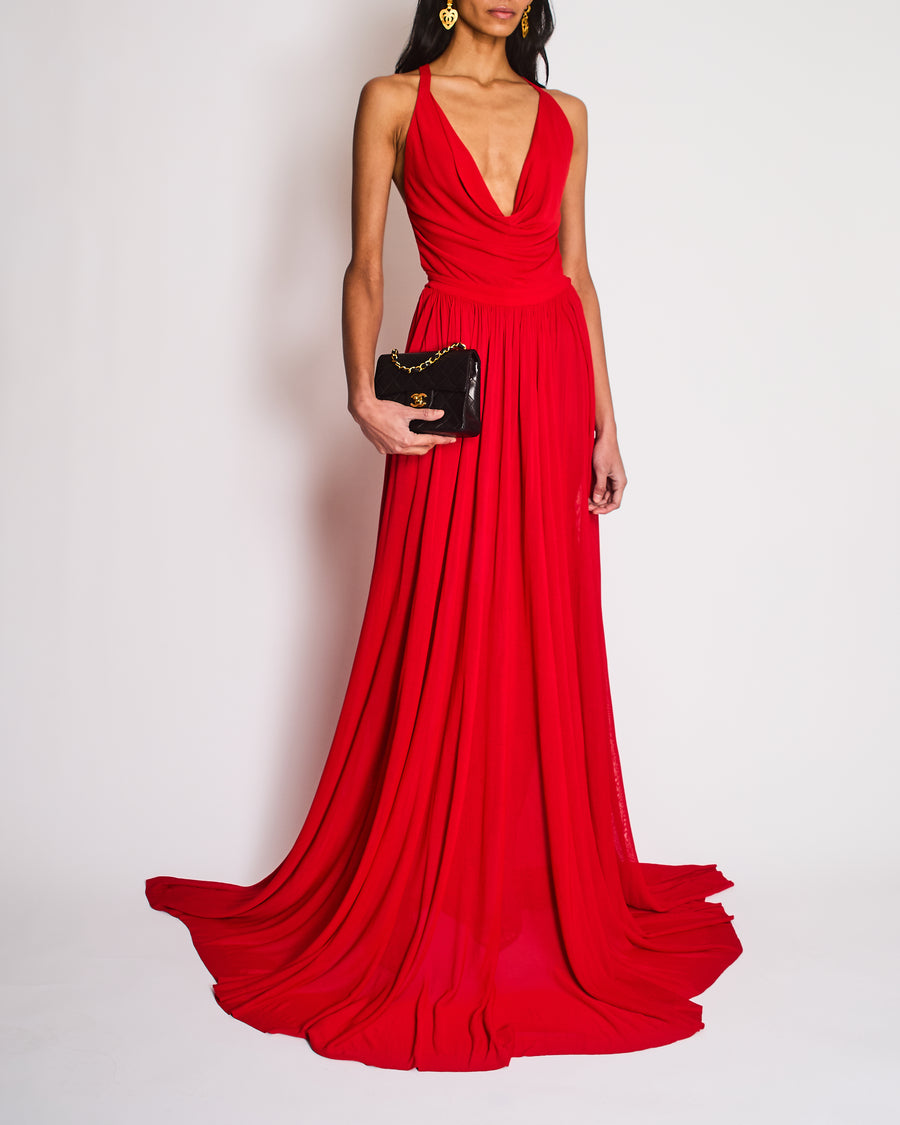 Alaïa Red Halterneck Backless Maxi Dress Size FR 44 (UK 16)