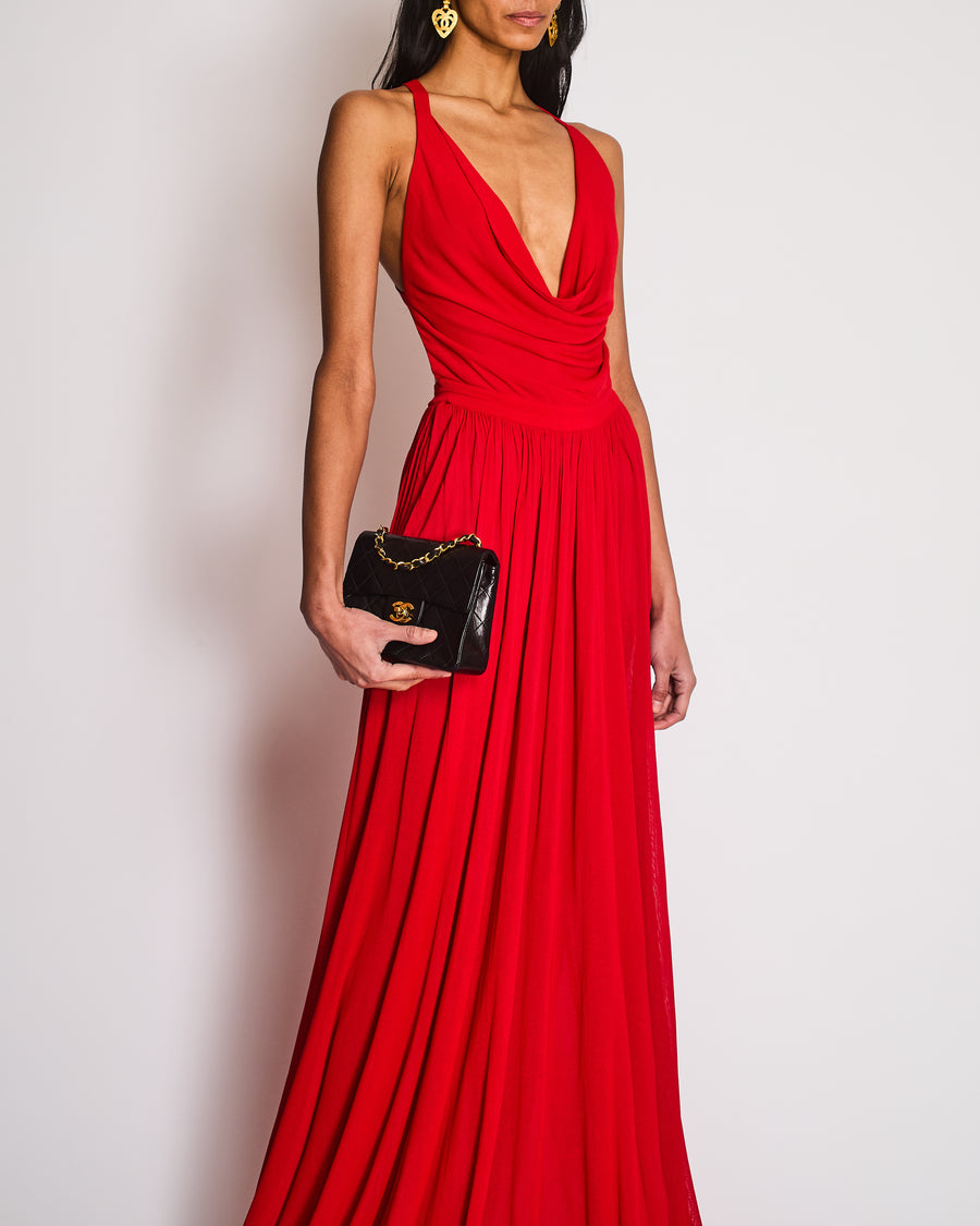 Alaïa Red Halterneck Backless Maxi Dress Size FR 44 (UK 16)