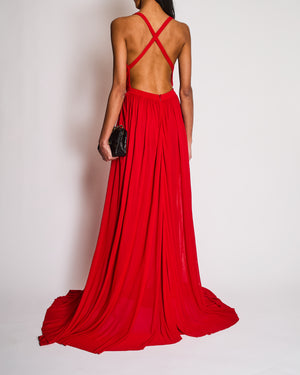 Alaïa Red Halterneck Backless Maxi Dress Size FR 44 (UK 16)