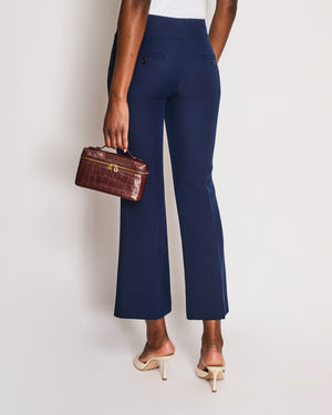 Gucci Navy Marmont Flared Low Rise Trousers with Logo Buckle IT 36 (UK 4)