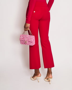 Gucci Red Marmont Flared Low Rise Trousers with Logo Buckle IT 36 (UK 4)