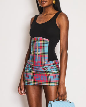 Vivienne Westwood Red Tartan Check Mesh Panelled Corset with Matching Skirt Size IT 38 (UK 6)