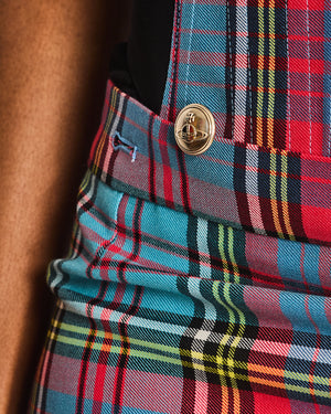 Vivienne Westwood Red Tartan Check Mesh Panelled Corset with Matching Skirt Size IT 38 (UK 6)