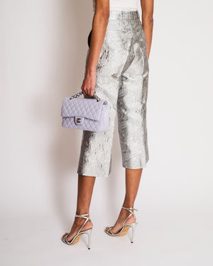 Gucci Silver Brocade Flared Bermuda Trousers Size IT 36 (UK 4)