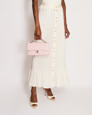 Balmain Cream Button Down Maxi Skirt with Ruffle on the Bottom and Gold Buttons Detailing Size FR 36 (UK 8)