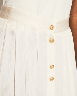 Balmain Cream Button Down Maxi Skirt with Ruffle on the Bottom and Gold Buttons Detailing Size FR 36 (UK 8)