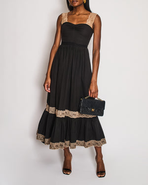 Gucci Black Maxi Dress with Brown Lace Details Size IT 38 (UK 6) Sellier Gucci Black Maxi Dress with Brown Lace Details Size IT 38 (UK 6) Sellier