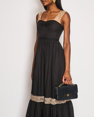 Gucci Black Maxi Dress with Brown Lace Details Size IT 38 (UK 6)