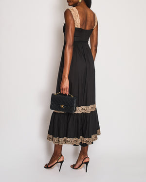 Gucci Black Maxi Dress with Brown Lace Details Size IT 38 (UK 6)