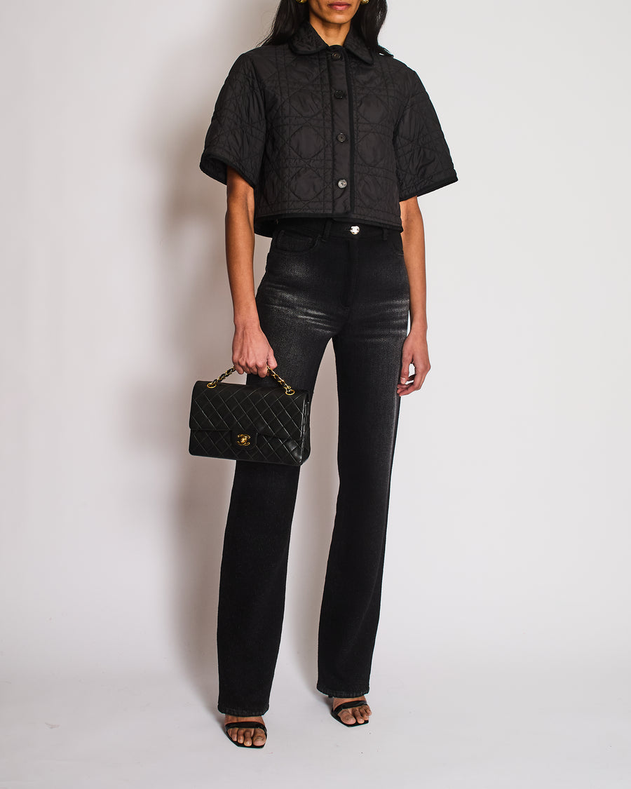 Christian Dior Black Cannage Cropped Sleeve Jacket Size S (UK 8)