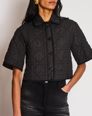 Christian Dior Black Cannage Cropped Sleeve Jacket Size S (UK 8)