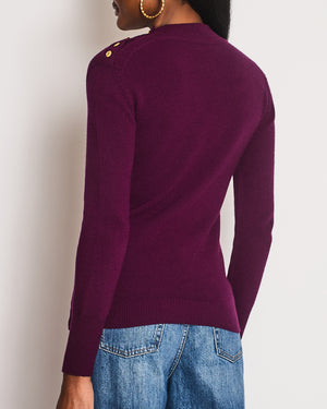 Chanel Purple Knitted Long Sleeve Jumper with CC Gold Button Detail Size FR 36 (UK 8)