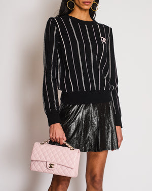 Chanel 23/P Black Striped CC Long Sleeve Jumper Size FR 36 (UK 8)