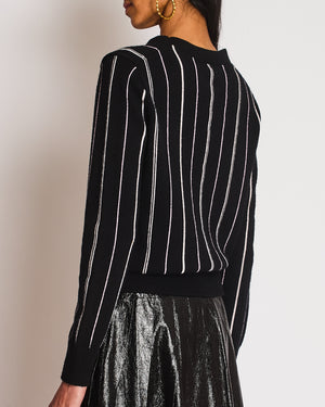 Chanel 23/P Black Striped CC Long Sleeve Jumper Size FR 36 (UK 8)